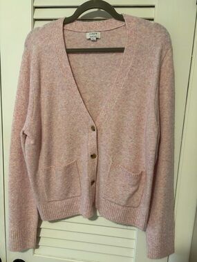 J. Crew Light Pink V-Neck Pocket Button Cardigan